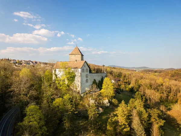 Luchtfoto Van Het Middeleeuws Kasteel Herblingen Schaffhausen Zwitserland Het Een — Stockfoto