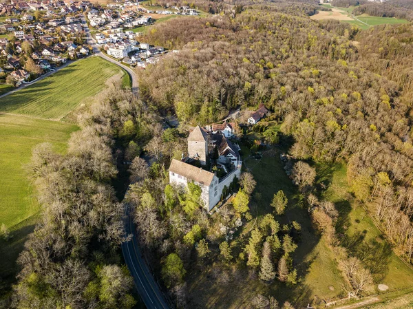 Luftaufnahme Der Mittelalterlichen Burg Herblingen Schaffhausen Schweiz Schweizer Kulturerbe Von — Stockfoto