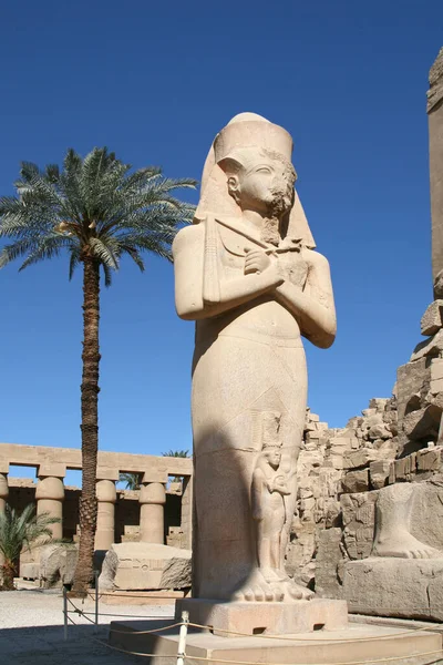 Statue Ramsès Avec Bras Croisés Dans Temple Karnak Louxor Egypte — Photo