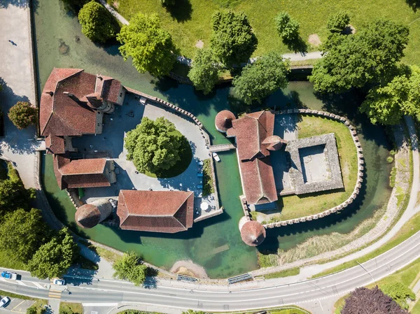 Das Wasserschloss Hallwyl Gegründet Späten Jahrhundert Kanton Aargau Ist Eines — Stockfoto