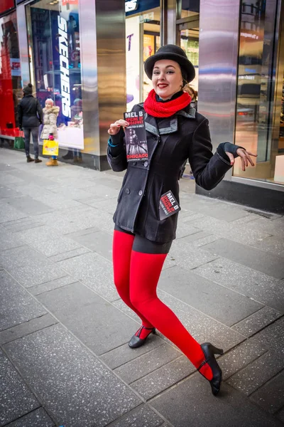 Señora de Chicago Times Square — Foto de Stock