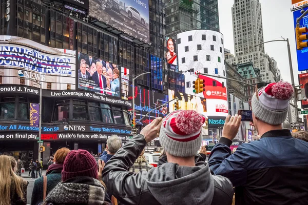 Trump Inauguração Times Square — Fotografia de Stock
