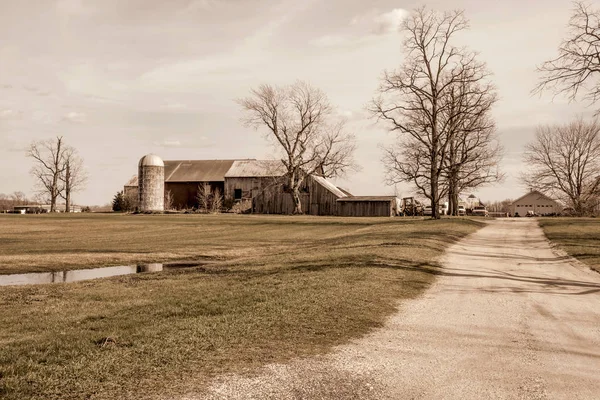 Rural Farm Sepia — Stock Photo, Image