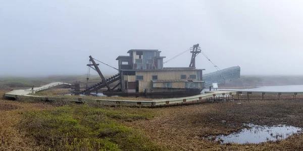 Uma Vista Panorâmica Histórico Swanberg Dredge Usado Para Extrair Ouro — Fotografia de Stock