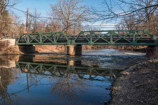 Pont Terrestre Unique Sur Rivière Millstone Griggstown Une Source Eau — Photo