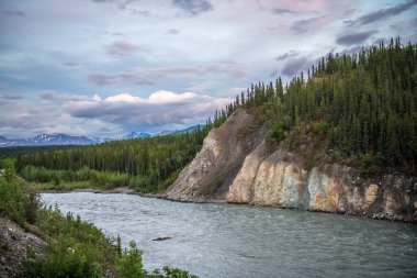 The  prolonged dusk during the Summer in Denali National Park in Alaska. clipart