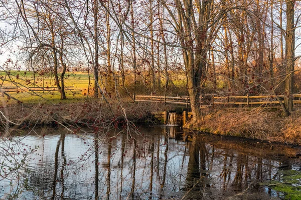 Eine Friedliche Dämmerung Frühen Frühling Big Brook Park Marlboro New — Stockfoto