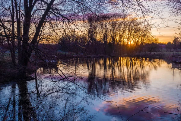 Reflexionen Bei Sonnenuntergang Big Brook Park Monmouth County New Jersey — Stockfoto