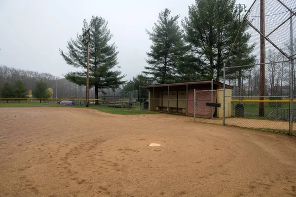 Baseball Field Overcast Day While Sports Suspended Due Corona Virus — Stock Photo, Image