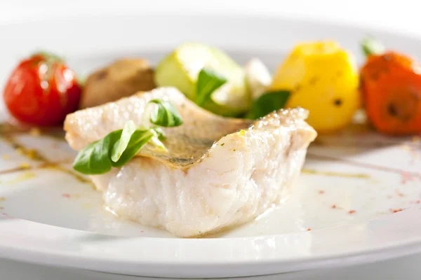 Halibut Steak a zelenina — Stock fotografie