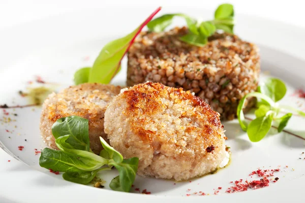 Cutlet with Buckwheat — Stock Photo, Image