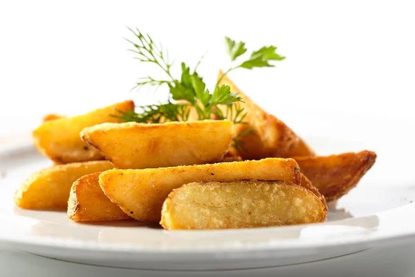 Batatas assadas Garnished com salsa — Fotografia de Stock