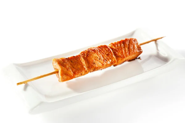 Asian Style Skewered Salmon — Stock Photo, Image