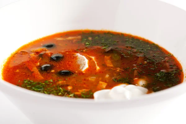 Stewed Meat Soup with Olives and Lemon — Stock Photo, Image