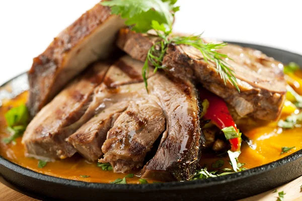 Roast Lamb with Mushroom and Tomato — Stock Photo, Image