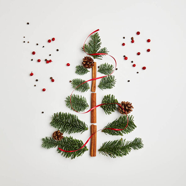 Christmas Tree made of Winter Foliage and Cinnamon Sticks