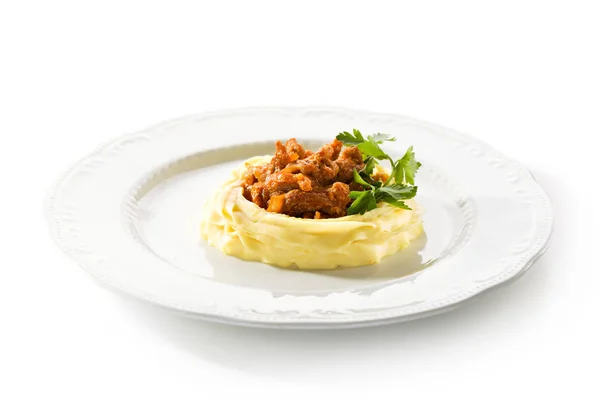 으깬된 감자와 함께 조 림된 고기 — 스톡 사진