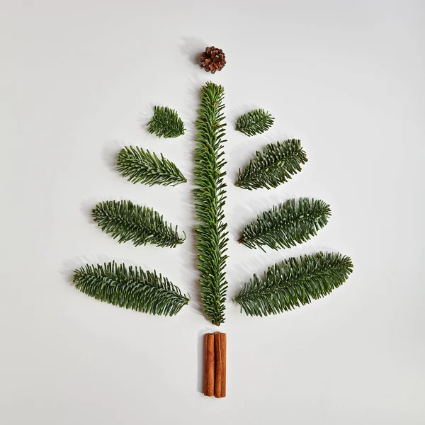 Christmas Tree made of Winter Foliage and Cinnamon Sticks — Stock Photo, Image