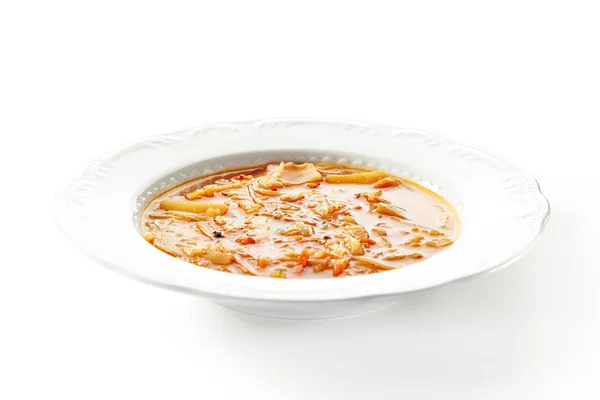 Sopa de legumes. Placa de tigela branca — Fotografia de Stock