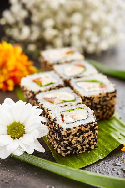 Frango Maki Sushi Roll — Fotografia de Stock