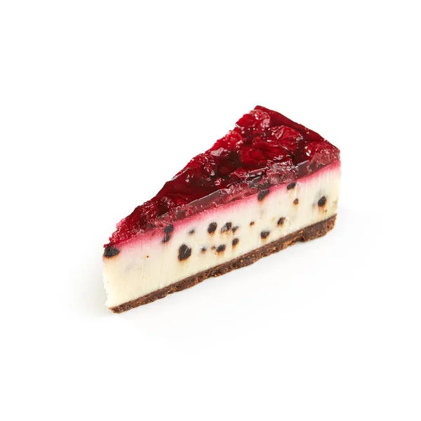 Tasty piece of cherry chocolate cheesecake — Stock Photo, Image