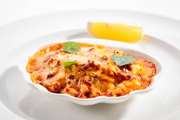 Seafood lasagna portion — Stock Photo, Image