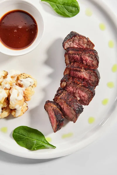 Beef steak with cauliflower dish