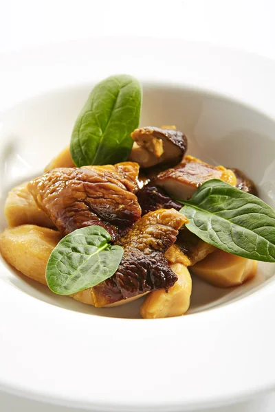 Roasted Boletus or Porcini Mushrooms with Baked Potatoes Isolate — Stock Photo, Image