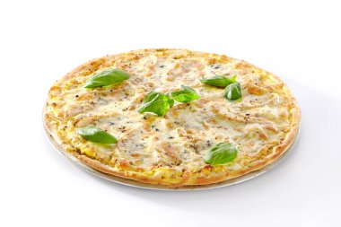 Tatlı tatlı pizza bianca veya armut, fındık ve Gorgonzola peynirli Brezilya pizzası. Alternatif İtalyan meyveli ekmek dilimi, menü tasarımı için hazır.