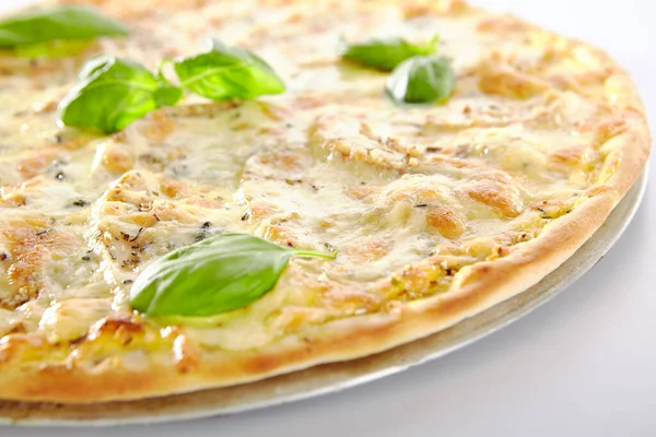 Süße Dessert Pizza Bianca Oder Brasilianische Pizza Mit Birne Nüssen — Stockfoto