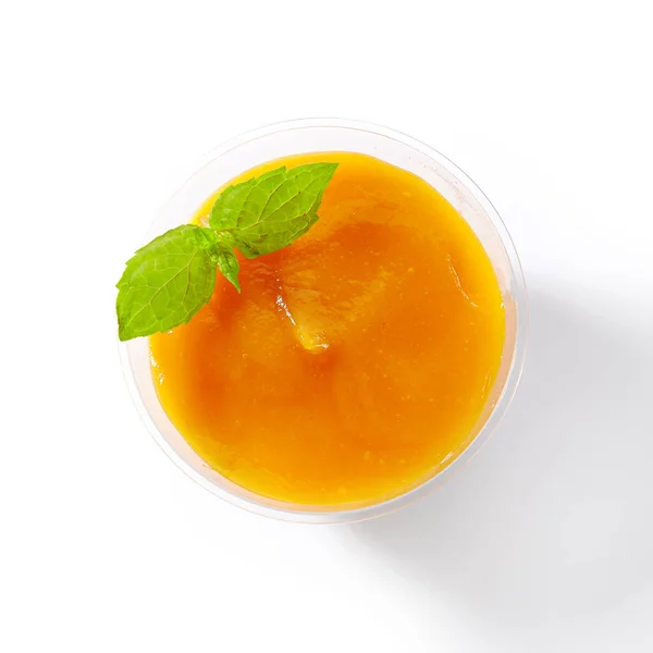 Dessert Panna Cotta Aux Fruits Avec Mangue Crème Douce Gélatine — Photo