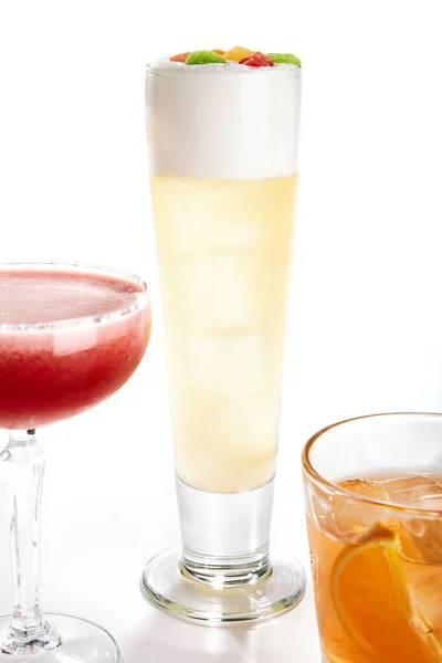 Breakfast Fizz Cocktail Close Alcohol Strong Drink Glass Side View — Stock Photo, Image