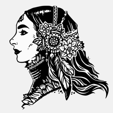 Mücevherleri olan güzel bir yerli kız.