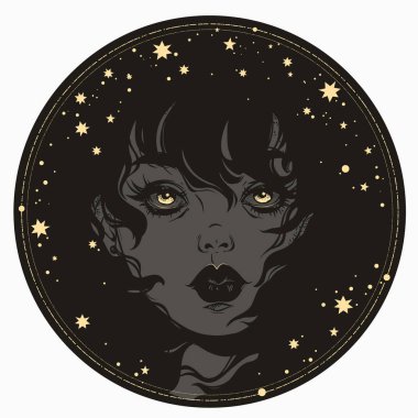 Bir kızın mistik yüzü.