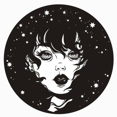 Bir kızın mistik yüzü.