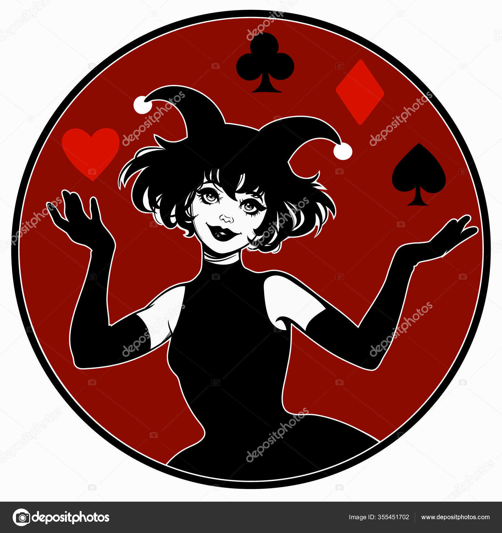 Beautiful Joker Girl Frame Stock Vector by ©inkystory 355451702