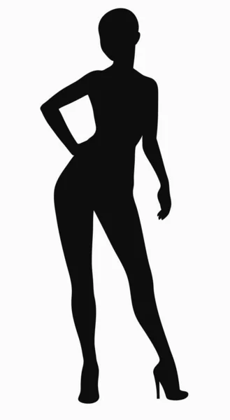 Black Silhouette Female Body — Stock Vector