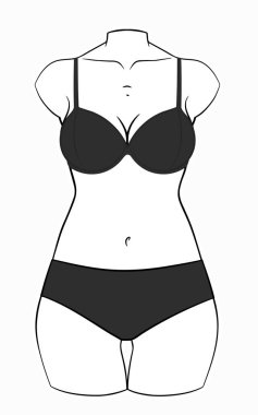 Model üzerinde kadın iç çamaşırları var.