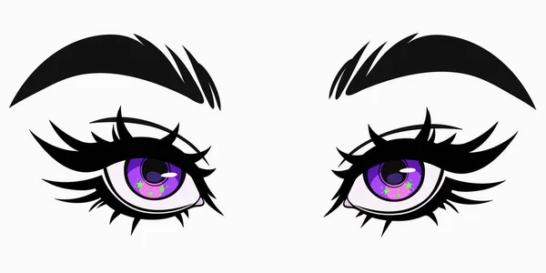 Beautiful Cute Female Eyes Cartoon Style — Stock Vector
