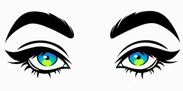 Beautiful Cute Female Eyes Cartoon Style — Stock Vector