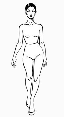 Yürüyen model, basit çizim.