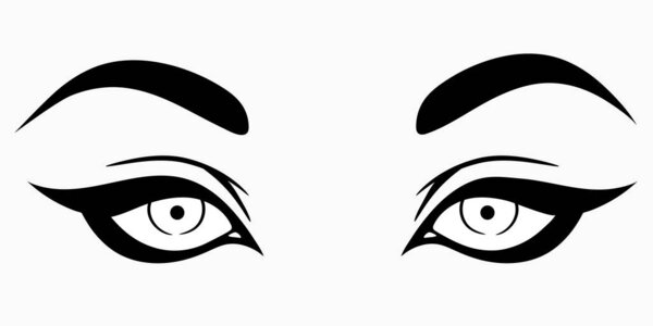 beautiful cute female eyes in cartoon style