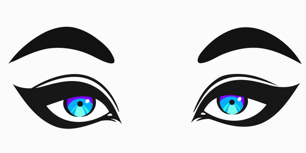 красивые милые женские глаза в мультяшном стиле
