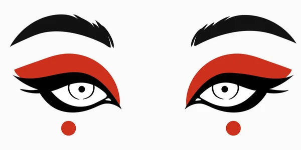 Hermoso Lindo Ojos Femeninos Estilo Dibujos Animados Japón Maquillaje — Vector de stock