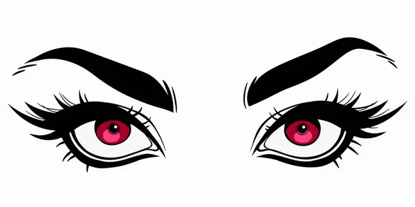 Beautiful Cute Female Eyes Cartoon Style — Stock Vector