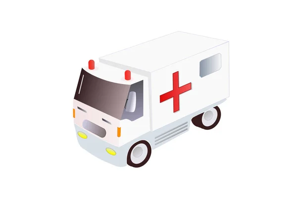 Camion ambulancier blanc avec croix rouge — Photo