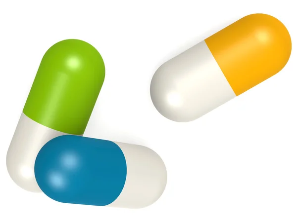 Medicine capsules isolated on white background — Stock Photo, Image