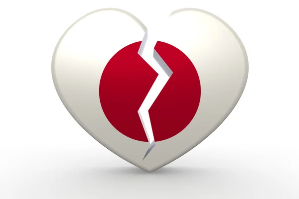 Broken white heart shape with Japan flag — Stock Photo, Image