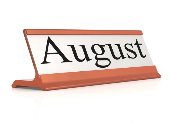 Palabra de agosto en la tabla etiqueta aislado — Foto de Stock