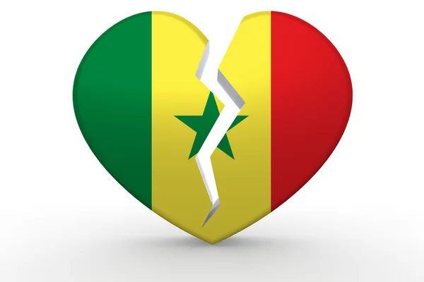 Broken white heart shape with Senegal flag — Stock Photo, Image